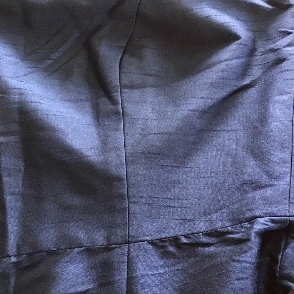 Alfred Sung Bow Open Back Trumpet Gown Blue Jewel Neck Front Slit Size 4 D734 - Picture 6 of 10